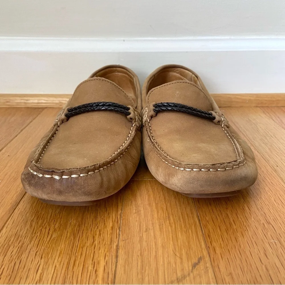 Bass Driving Loafers Men's 7.5 M Brown Leather Slip-On Shoes Old Money Preppy